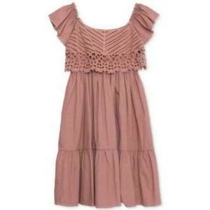 SPEECHLESS Kids' Big Girls Cotton Crochet Babydoll Dress In Mauve Jm